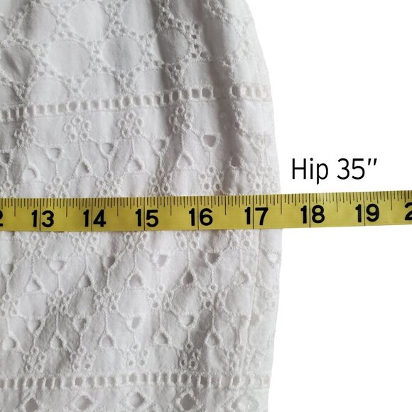 Gianni Bini White 100% Cotton Feminine Fishtail Eyelet Ruffle Hem Skirt M - Picture 12 of 13